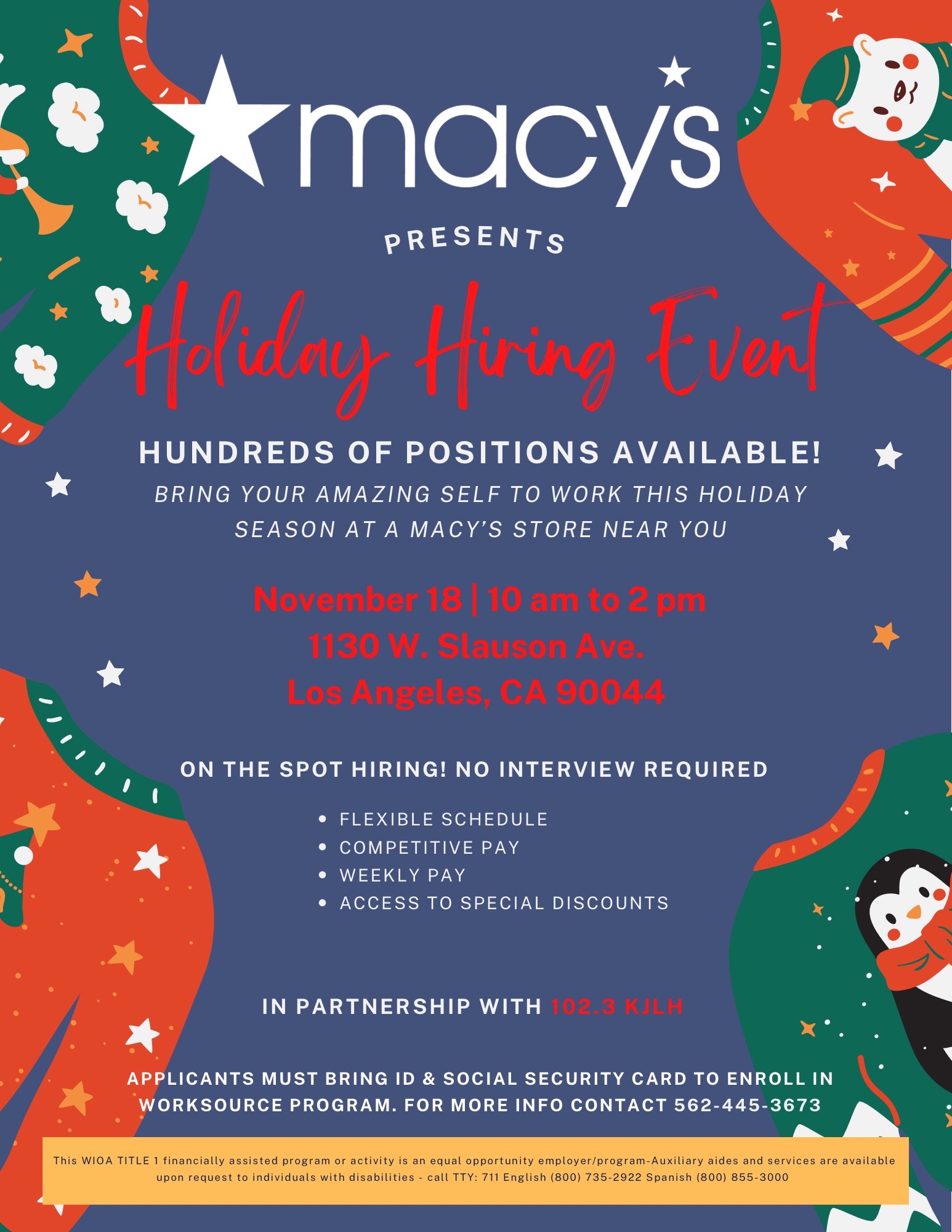 Macys holiday hiring event!