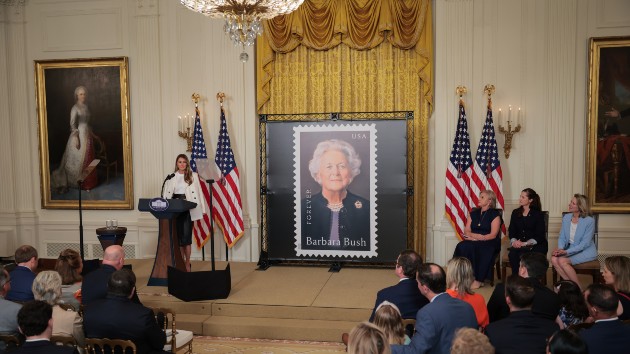 Melania Trump unveils stamp honoring Barbara Bush, with George W. Bush absent