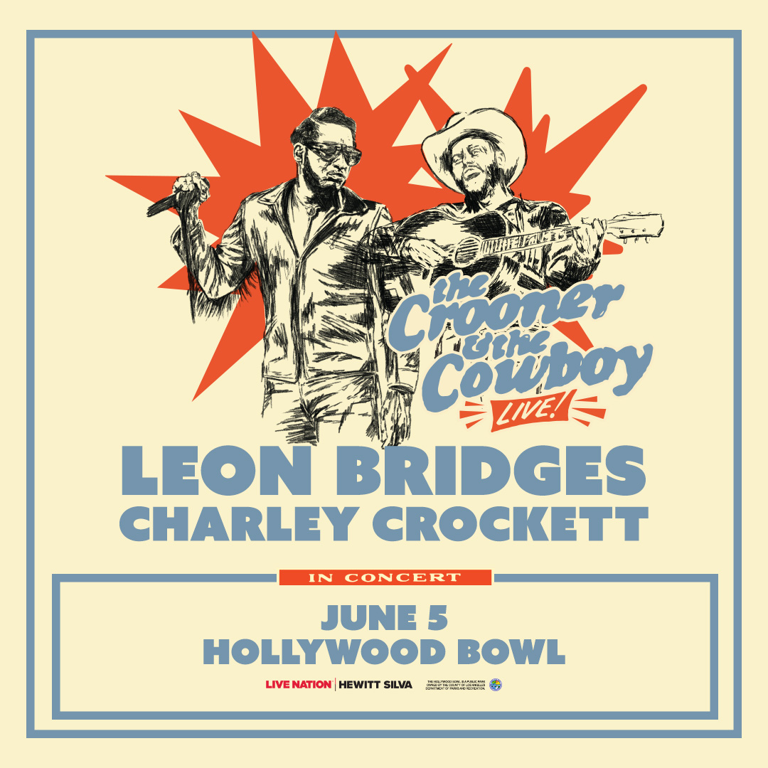 Leon Bridges with Charley Crockett at the Hollywood Bowl on June 5