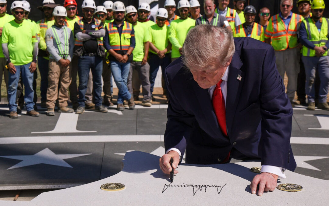Trump shows off multimillion-dollar White House helipad and adds his signature
